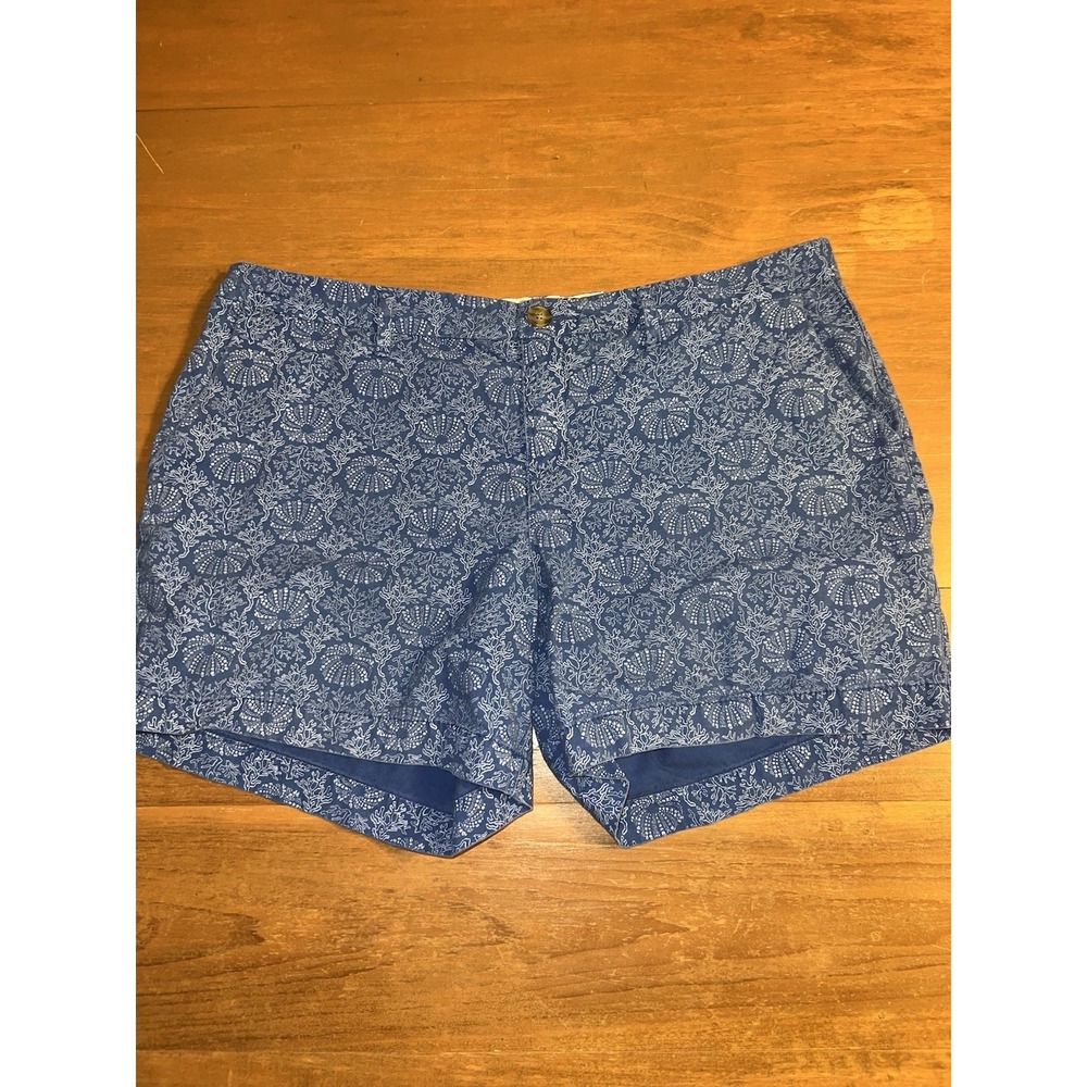 Old Navy‎ Women 10 Blue Floral Patterned Cotton Front Flat Pocket Chino Shorts